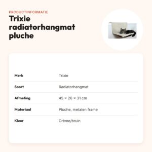 Trixie radiatorhangmat pluche/velours crème/bruin 45 x 26 x 31 cm – productinformatie