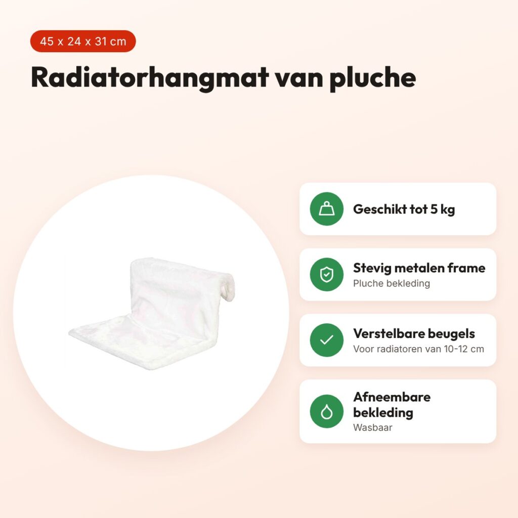 Trixie radiatorhangmat pluche wolwit 45 x 24 x 31 cm – tot 5 kg – voordelen