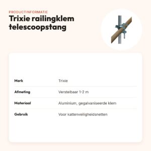 Trixie railingklem met telescoopstang 1-2 m – voor kattennetten – productinformatie