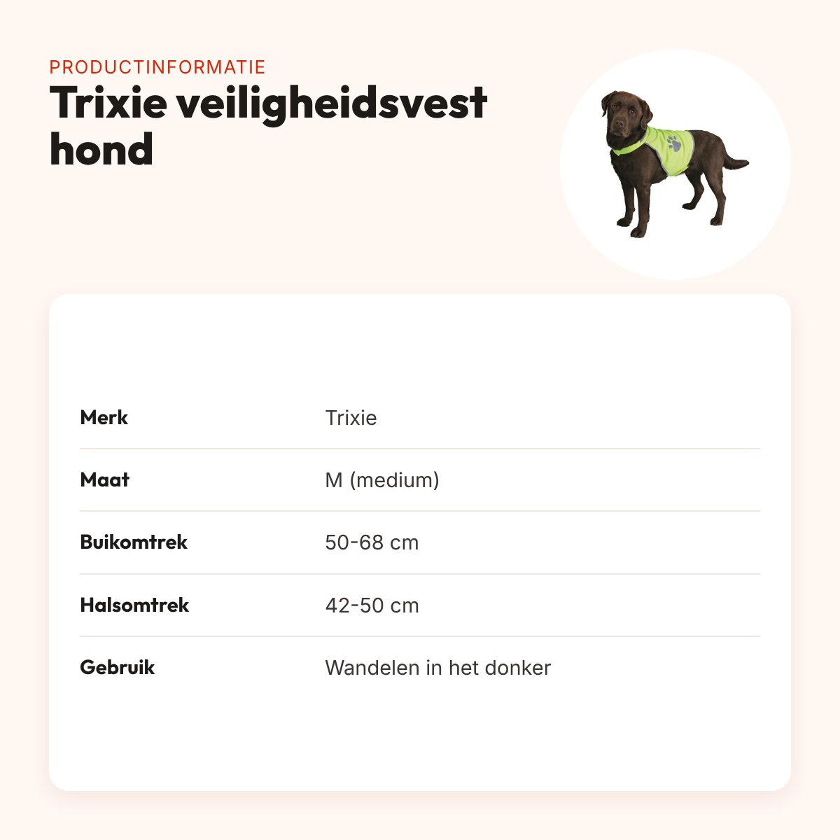 Trixie reflecterend veiligheidsvest hond M (medium) – buikomtrek 50-68 cm – productinformatie