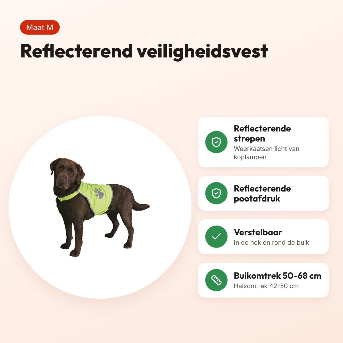 Trixie reflecterend veiligheidsvest hond M (medium) – buikomtrek 50-68 cm – voordelen