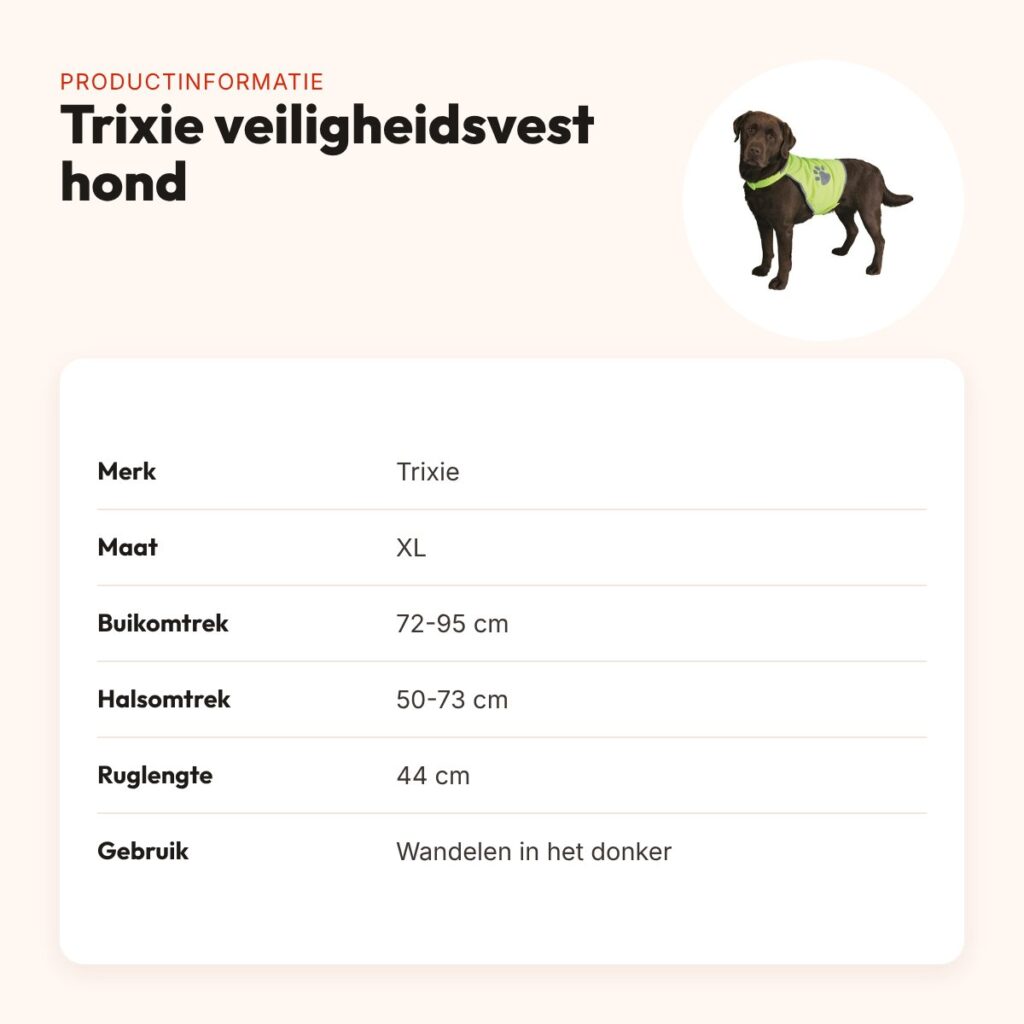 Trixie reflecterend veiligheidsvest hond XL – buikomtrek 72-95 cm – productinformatie