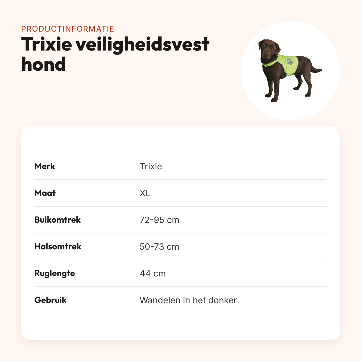Trixie reflecterend veiligheidsvest hond XL – buikomtrek 72-95 cm – productinformatie
