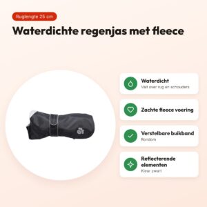 Trixie regenjas hond Orléans zwart 25 cm – waterdicht, fleece voering – voordelen