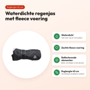 Trixie regenjas hond Orléans zwart 45 cm – waterdicht, fleece voering – voordelen
