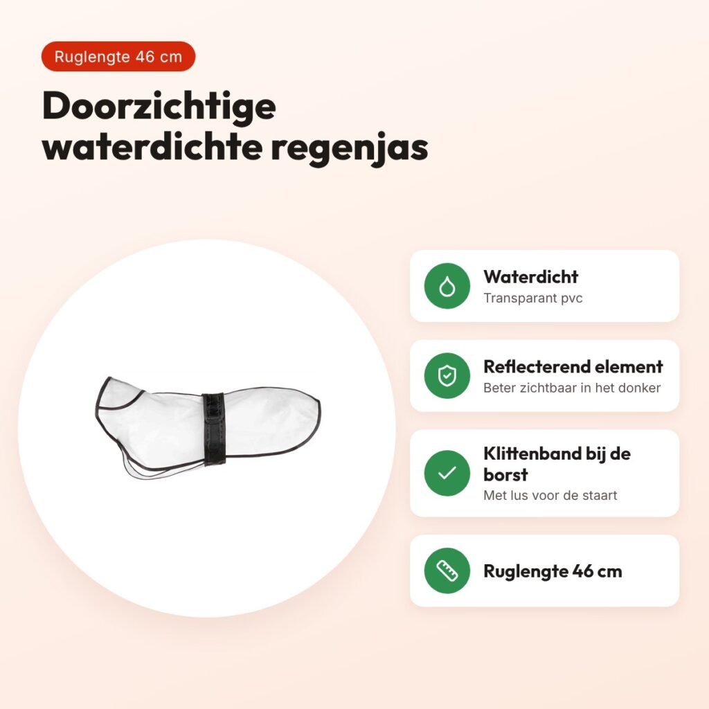 Trixie regenjas hond Tarbes transparant 46 cm – PVC, zwarte stroken – voordelen