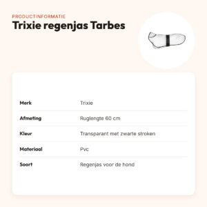 Trixie regenjas hond Tarbes transparant 60 cm – PVC, zwarte stroken – productinformatie