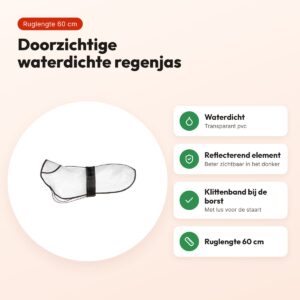 Trixie regenjas hond Tarbes transparant 60 cm – PVC, zwarte stroken – voordelen