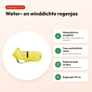 Trixie regenjas hond Vimy geel 70 cm – waterdicht en winddicht – voordelen