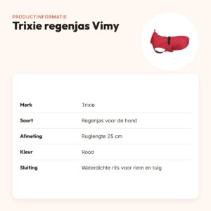 Trixie regenjas hond Vimy rood 25 cm – waterdicht en winddicht – productinformatie