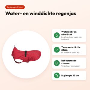 Trixie regenjas hond Vimy rood 25 cm – waterdicht en winddicht – voordelen