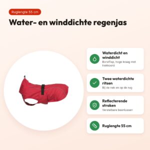 Trixie regenjas hond Vimy rood 55 cm – waterdicht en winddicht – voordelen