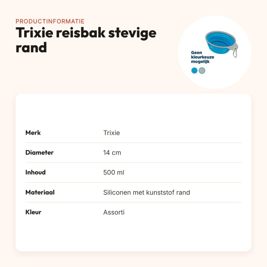 Trixie reisbak siliconen assorti 14 cm 500 ml – met stevige rand – productinformatie