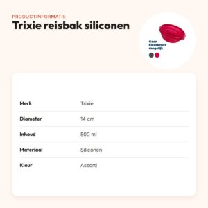 Trixie reisbak siliconen assorti 14 cm 500 ml – opvouwbaar – productinformatie