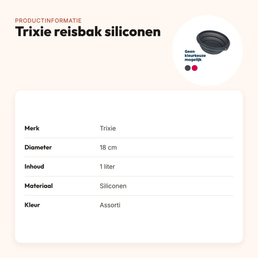 Trixie reisbak siliconen assorti 18 cm 1 liter – opvouwbaar – productinformatie