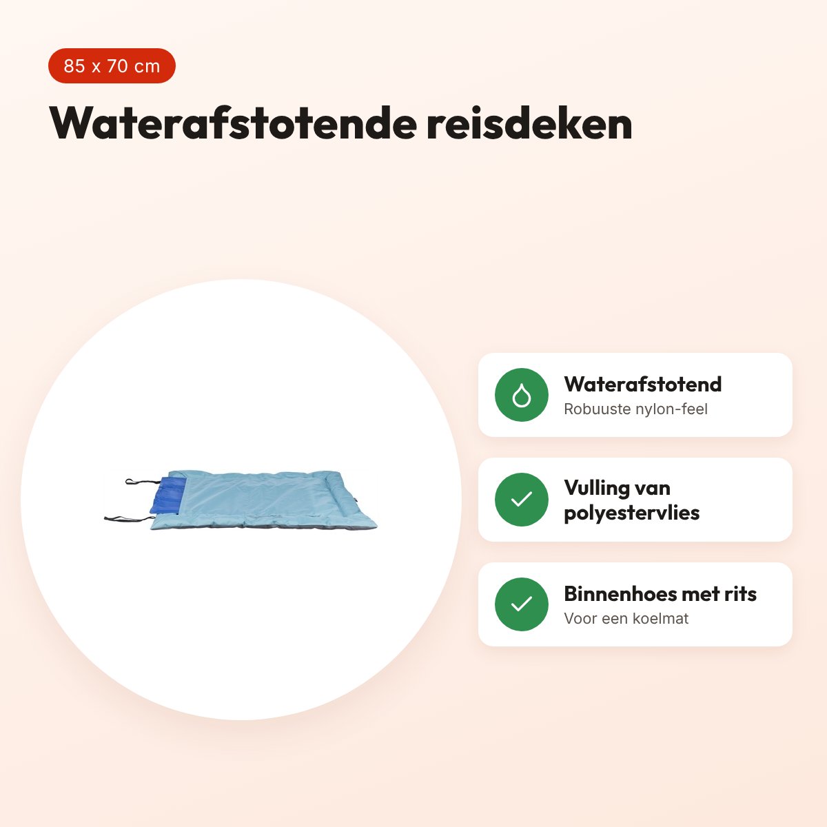 Trixie reisdeken Samoa Classic blauw/grijs 85 x 70 cm – waterafstotend – voordelen