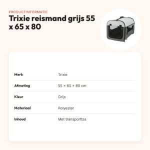 Trixie reismand grijs 55 x 65 x 80 cm – opvouwbaar, met transporttas – productinformatie