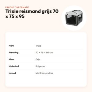 Trixie reismand grijs 70 x 75 x 95 cm – opvouwbaar, met transporttas – productinformatie