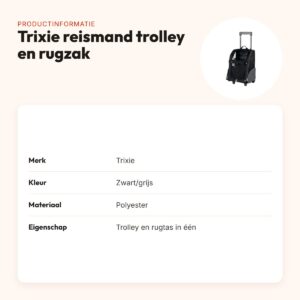 Trixie reismand trolley en rugzak zwart/grijs 36 x 27 x 50 cm – productinformatie
