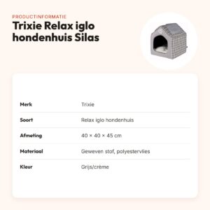 Trixie Relax iglo hondenhuis Silas grijs/crème 40 x 40 x 45 cm – productinformatie