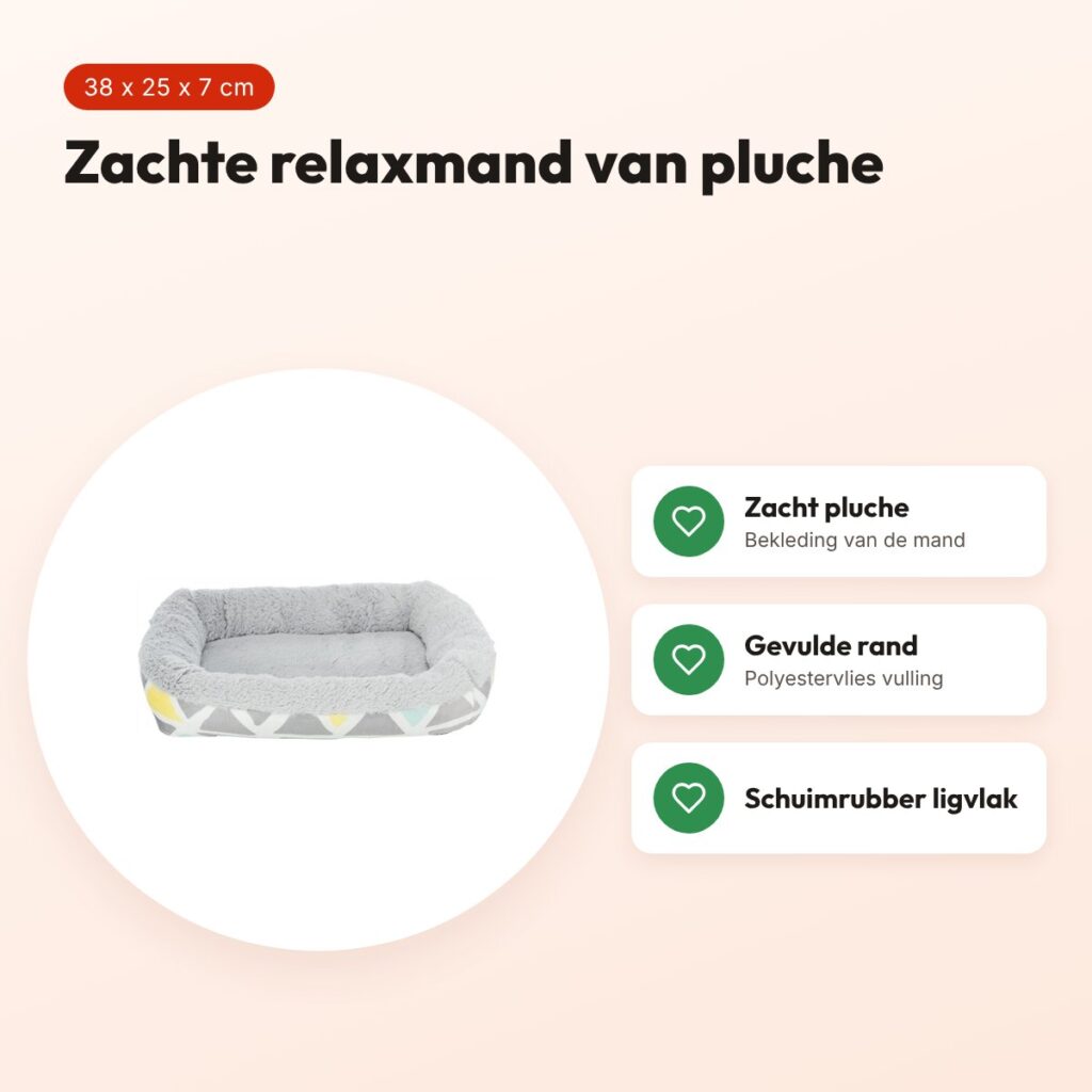 Trixie relax mand Bunny pluche 38 x 25 x 7 cm – voor knaagdieren – voordelen