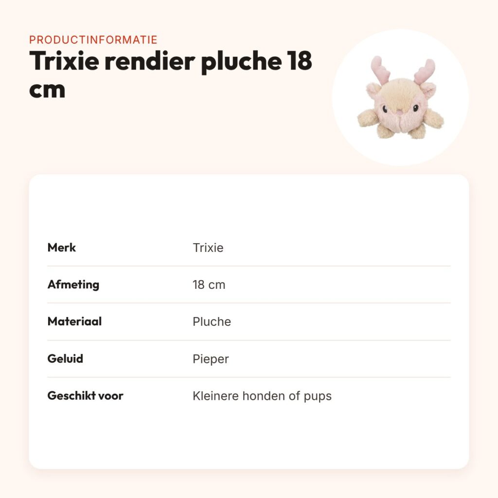 Trixie rendier pluche 18 cm – hondenspeeltje met geluid – productinformatie