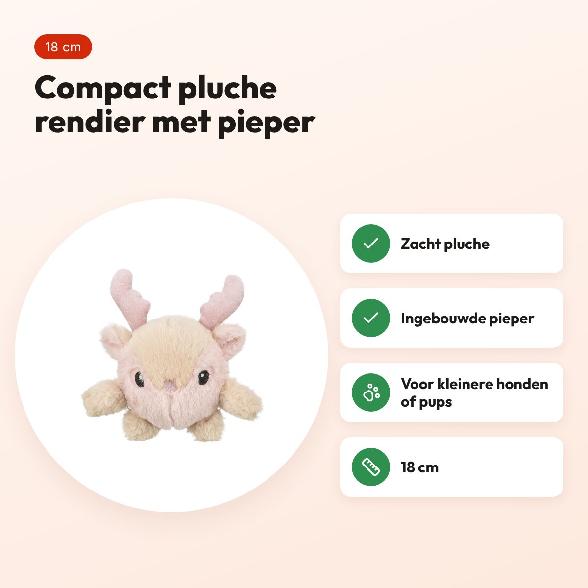 Trixie rendier pluche 18 cm – hondenspeeltje met geluid – voordelen
