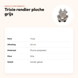 Trixie rendier pluche grijs 24 cm – hondenspeeltje zonder geluid – productinformatie