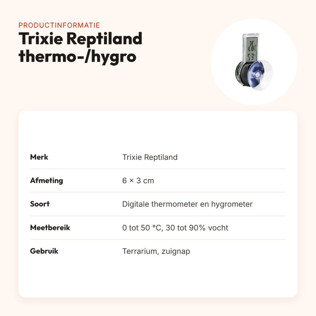 Trixie Reptiland digitale thermometer en hygrometer 6 x 3 cm – zuignap – productinformatie