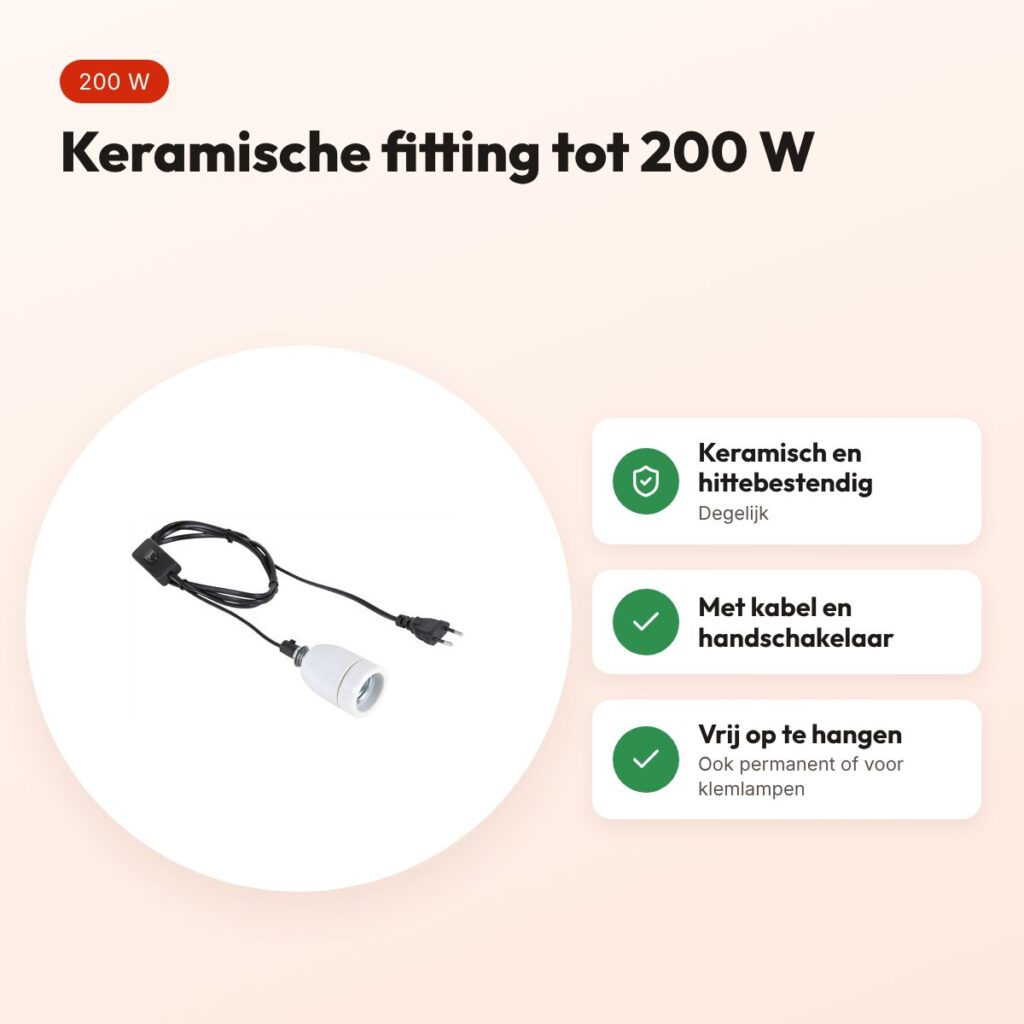 Trixie Reptiland keramische fitting Pro Socket tot 200 W – hittebestendig – voordelen