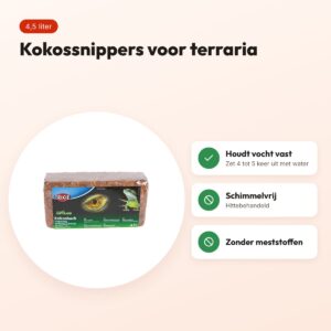 Trixie Reptiland kokossnippers 4,5 liter – bodembedekking voor terraria – voordelen