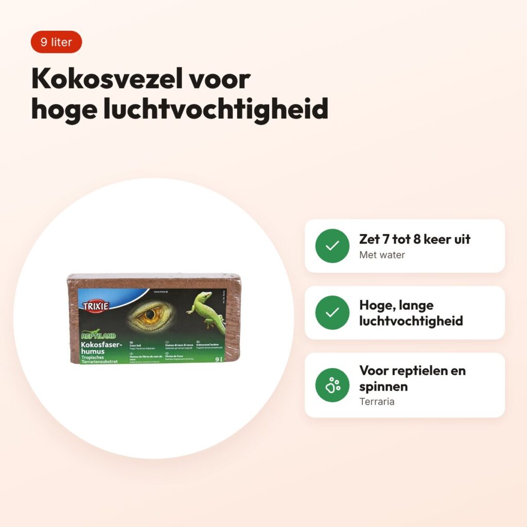 Trixie Reptiland kokosvezel (cocopeat) 9 liter – bodembedekking – voordelen