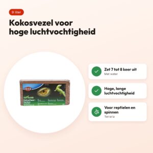 Trixie Reptiland kokosvezel (cocopeat) 9 liter – bodembedekking – voordelen