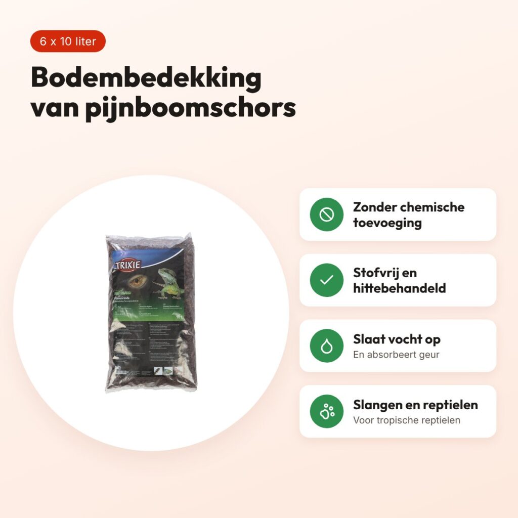 Trixie Reptiland pijnboomschors terrariumsubstraat 10 liter, 6 stuks – voordelen