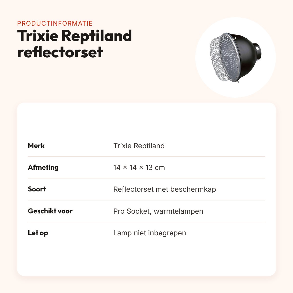 Trixie Reptiland reflectorset voor Pro Socket 14 x 14 x 13 cm – productinformatie