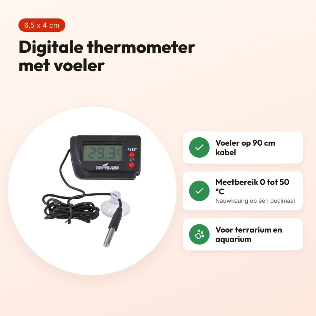 Trixie Reptiland thermometer digitaal 6,5 x 4 cm – voeler op 90 cm kabel – voordelen