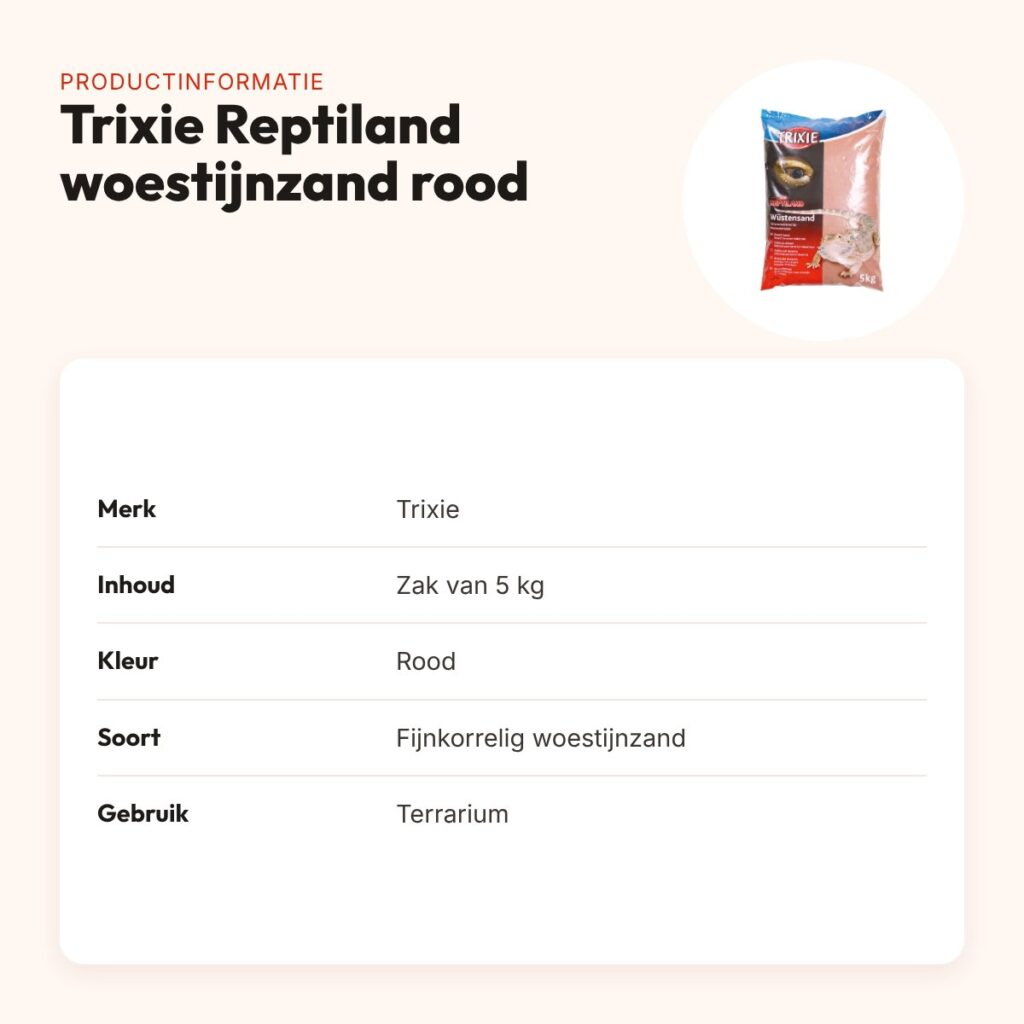 Trixie Reptiland woestijnzand rood 5 kg – fijnkorrelig terrariumzand – productinformatie