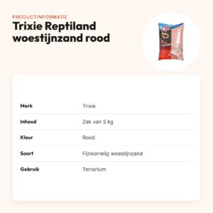 Trixie Reptiland woestijnzand rood 5 kg – fijnkorrelig terrariumzand – productinformatie