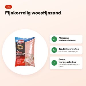 Trixie Reptiland woestijnzand rood 5 kg – fijnkorrelig terrariumzand – voordelen