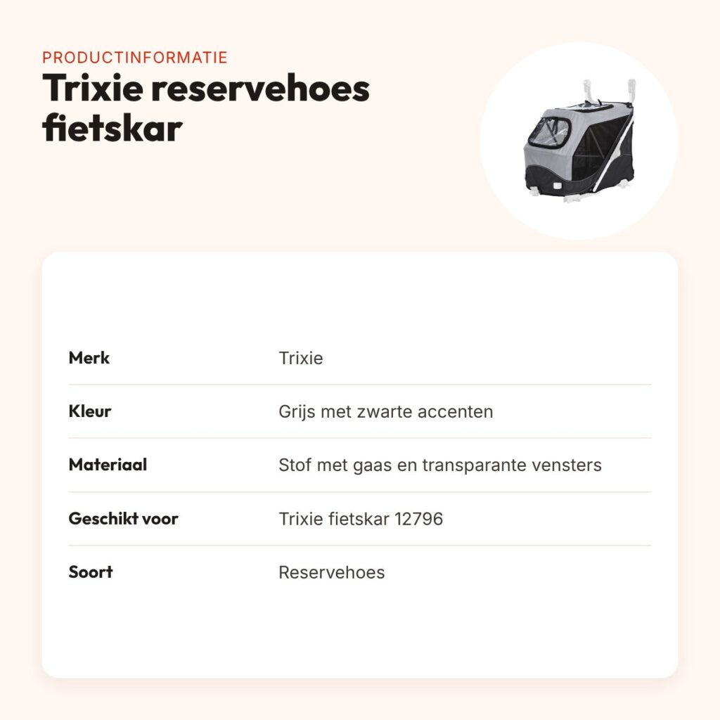 Trixie reservehoes grijs voor fietskar 12796 – productinformatie