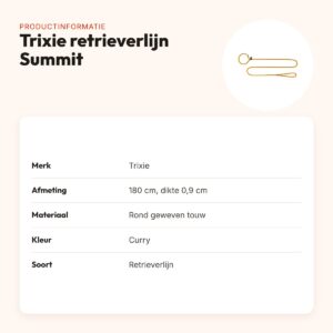 Trixie retrieverlijn Summit rond touw reflecterend curry 180 x 0,9 cm – productinformatie