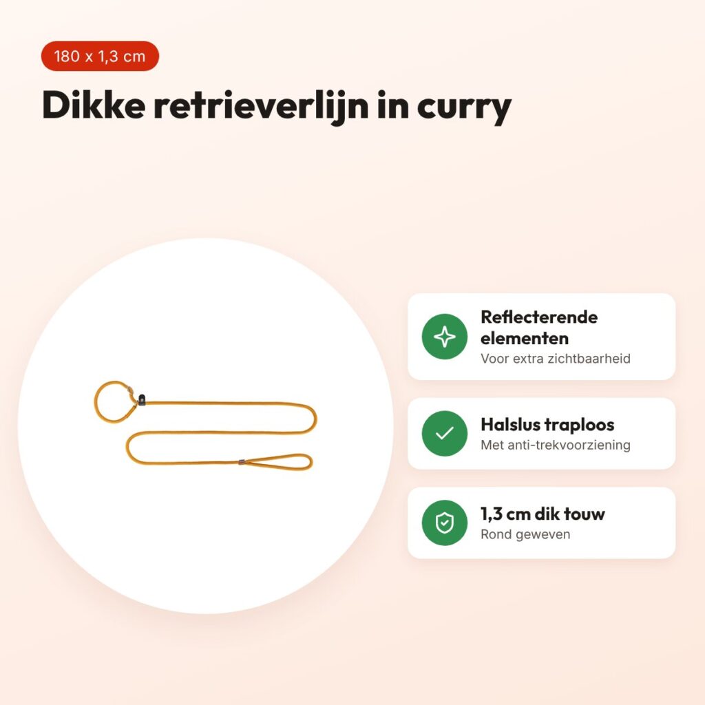 Trixie retrieverlijn Summit rond touw reflecterend curry 180 x 1,3 cm – voordelen