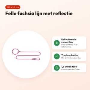 Trixie retrieverlijn Summit rond touw reflecterend fuchsia 180 x 1,3 cm – voordelen