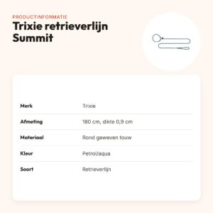 Trixie retrieverlijn Summit rond touw reflecterend petrol/aqua 180 x 0,9 cm – productinformatie