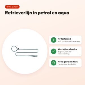Trixie retrieverlijn Summit rond touw reflecterend petrol/aqua 180 x 0,9 cm – voordelen