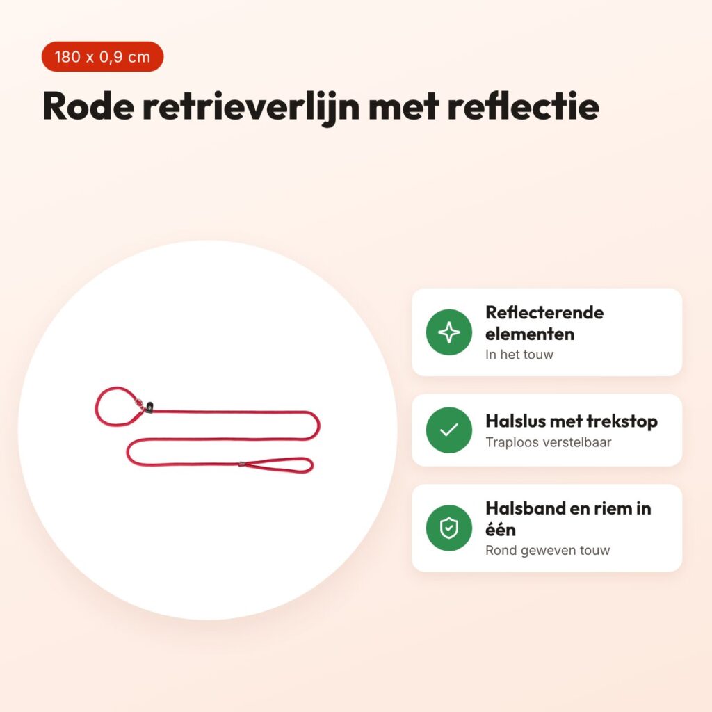 Trixie retrieverlijn Summit rond touw reflecterend rood 180 x 0,9 cm – voordelen
