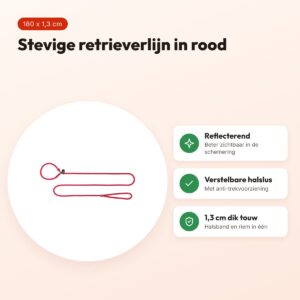 Trixie retrieverlijn Summit rond touw reflecterend rood 180 x 1,3 cm – voordelen