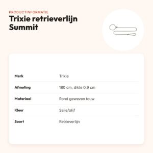 Trixie retrieverlijn Summit rond touw reflecterend salie/olijf 180 x 0,9 cm – productinformatie