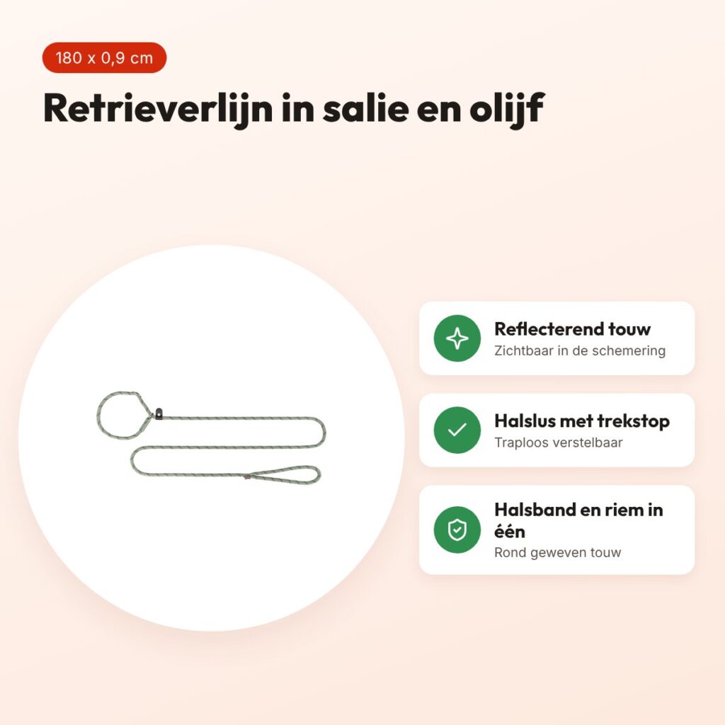 Trixie retrieverlijn Summit rond touw reflecterend salie/olijf 180 x 0,9 cm – voordelen