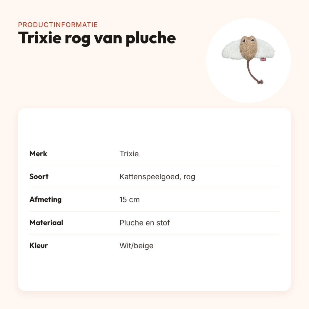 Trixie rog van pluche met catnip 15 cm – wit/beige – productinformatie